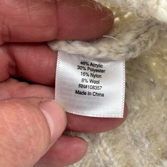 Arizona Jean Co Womens Cropped Monochrome Preppy Oatmeal Ribbed Knit‎ Sweater L - Picture 9 of 11